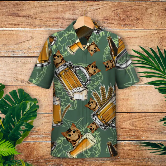 Cerveza con peluditos - Camisa hawaiana personalizada