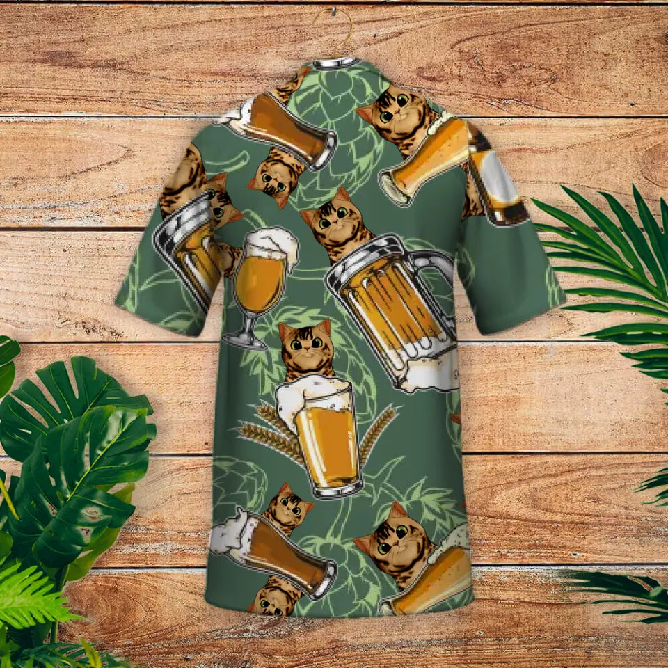 Cerveza con peluditos - Camisa hawaiana personalizada