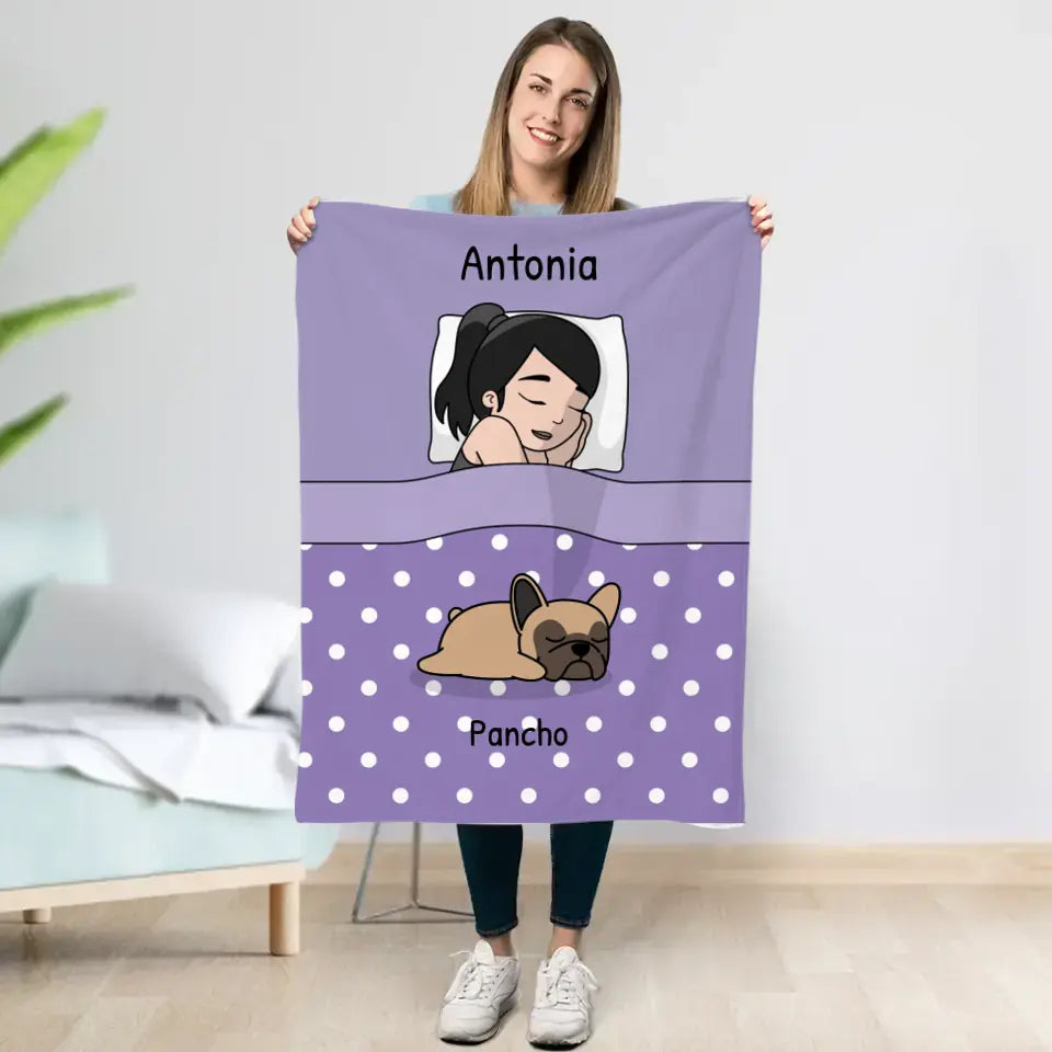 Hora de mimos con los peluditos single - Manta personalizada