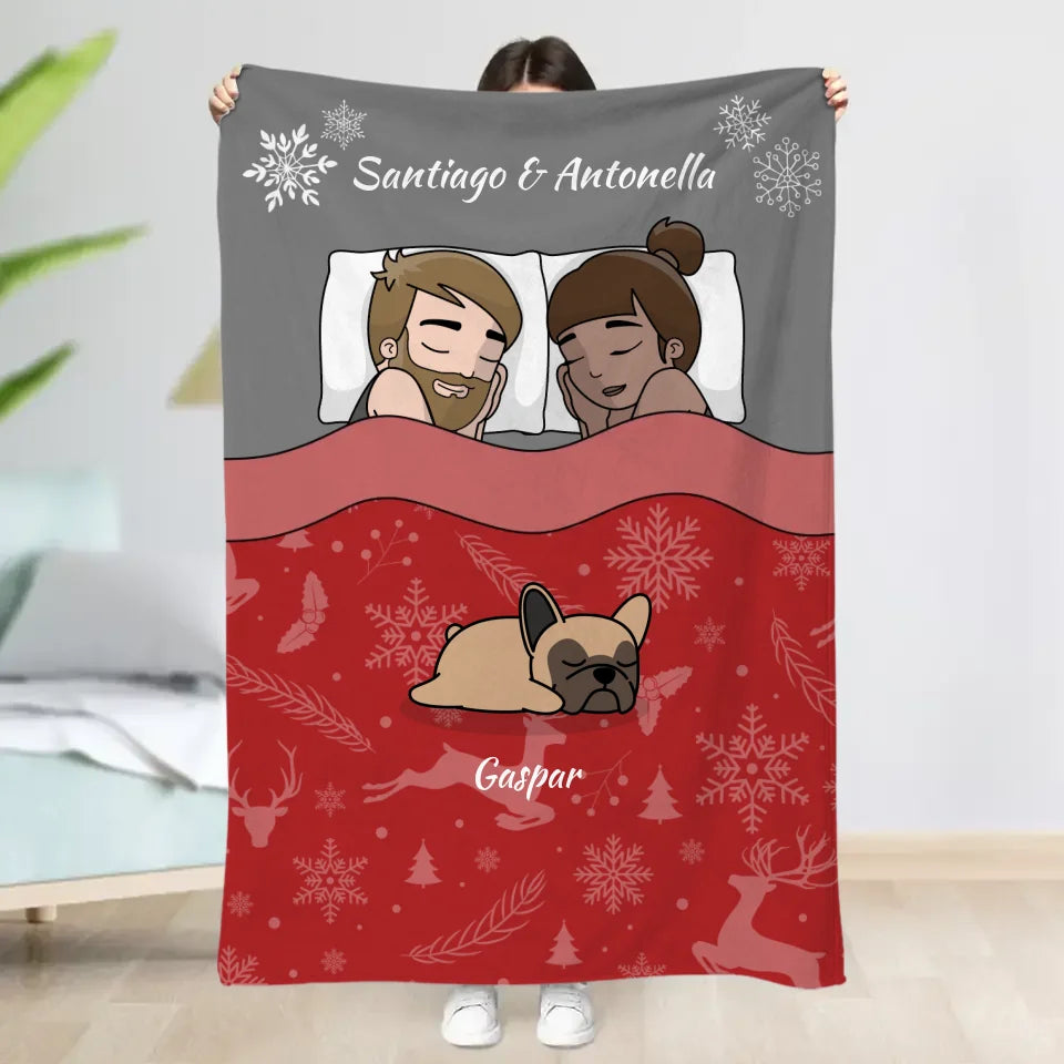 Hora de mimos navideños con los peluditos - Manta personalizada