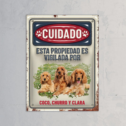 Cuidado (efecto 3D) - Placa para puerta personalizada