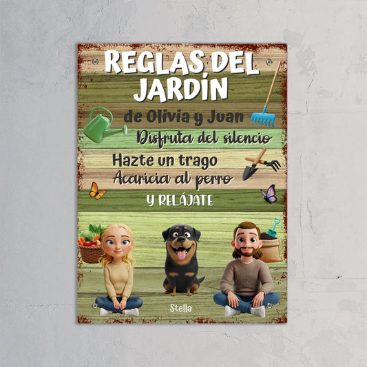 Reglas de nuestro jardín - Cartel de jardín personalizado