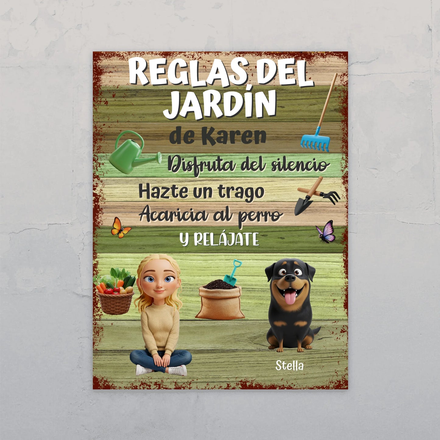 Reglas del jardín - Cartel de jardín personalizado