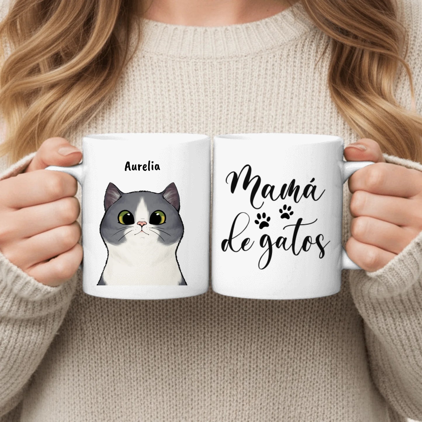 Gatos curiosos - Taza personalizada