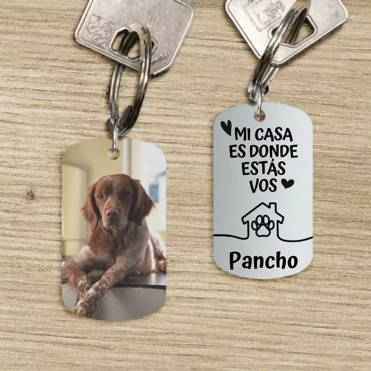 Mi casa - Llavero personalizado con placa de identificación