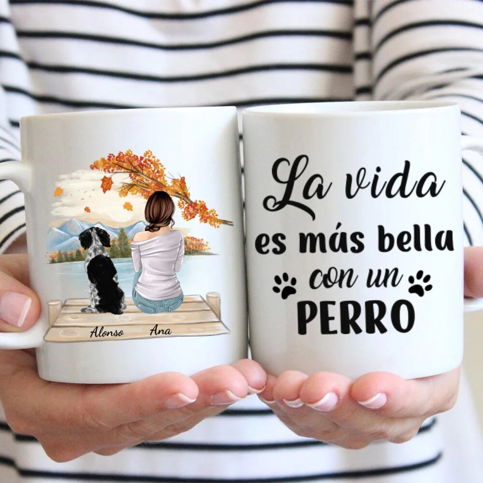 Mujer con mascota - Taza personalizada