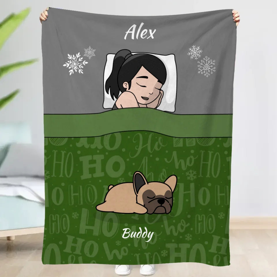 Hora de mimos navideños con los peluditos Single - Manta personalizada