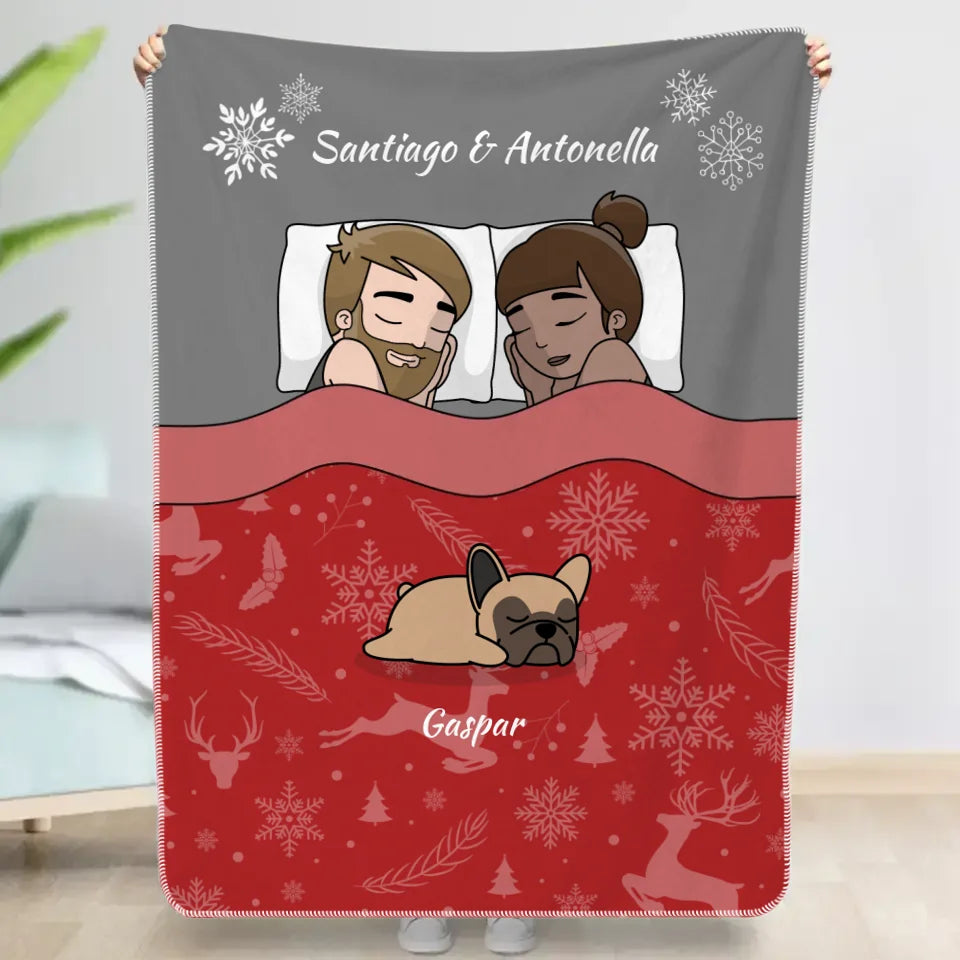Hora de mimos navideños con los peluditos - Manta personalizada