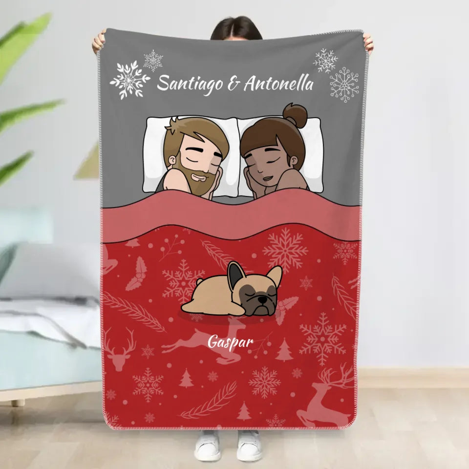 Hora de mimos navideños con los peluditos - Manta personalizada