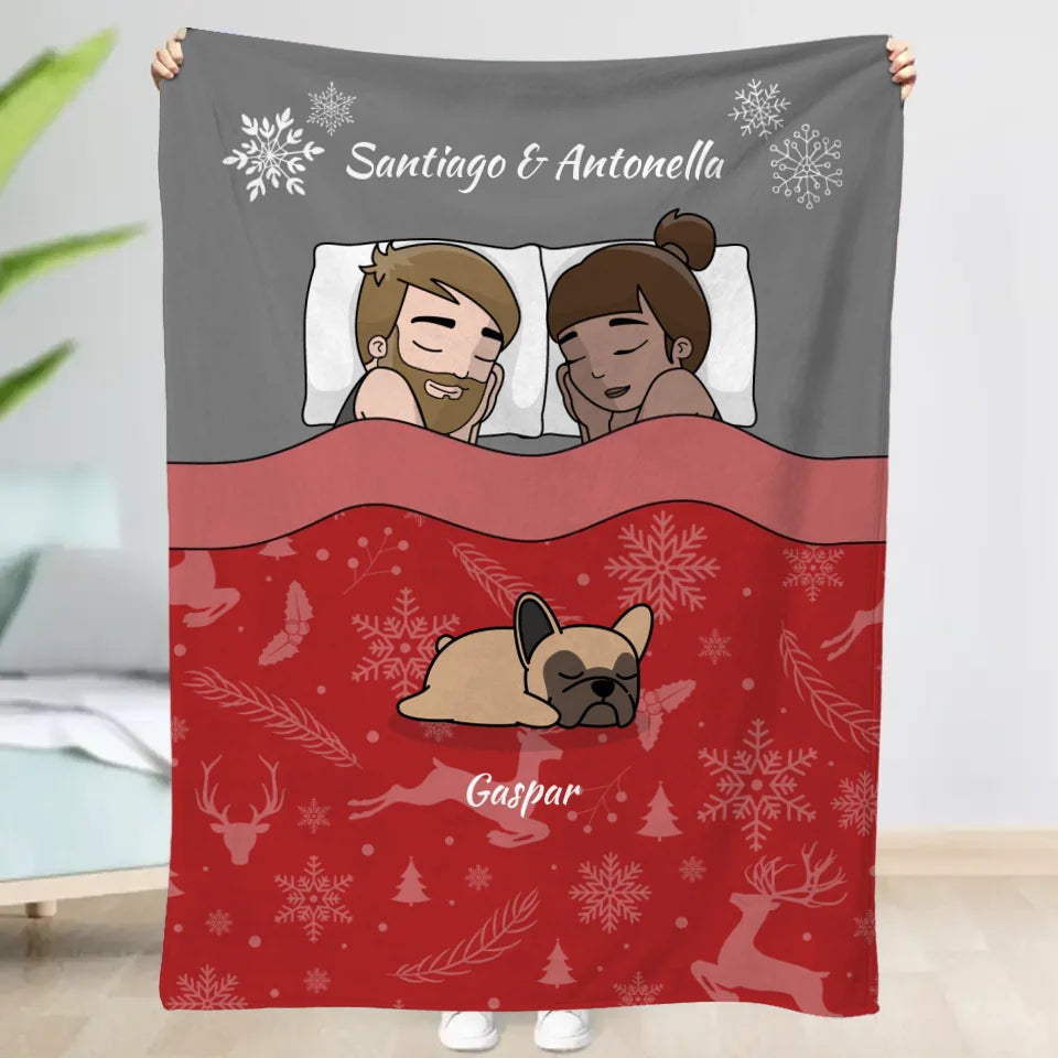 Hora de mimos navideños con los peluditos - Manta personalizada