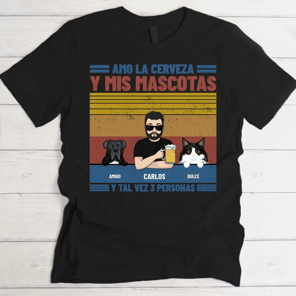 Amo la cerveza y mis peluditos - Camiseta personalizada