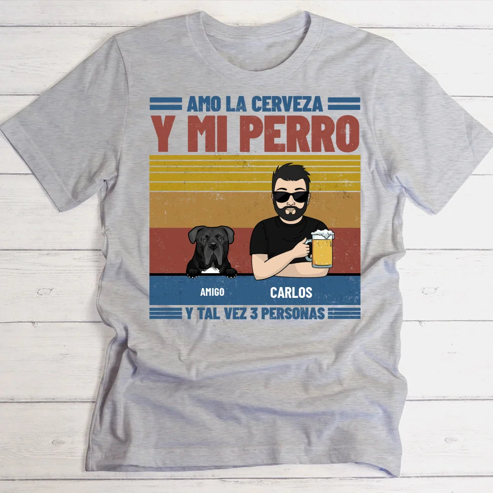 Amo la cerveza y mis peluditos - Camiseta personalizada