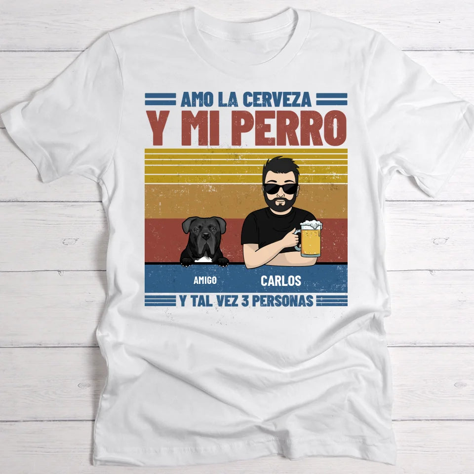 Amo la cerveza y mis peluditos - Camiseta personalizada