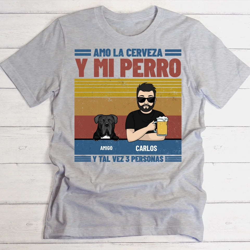 Amo la cerveza y mis peluditos - Camiseta personalizada