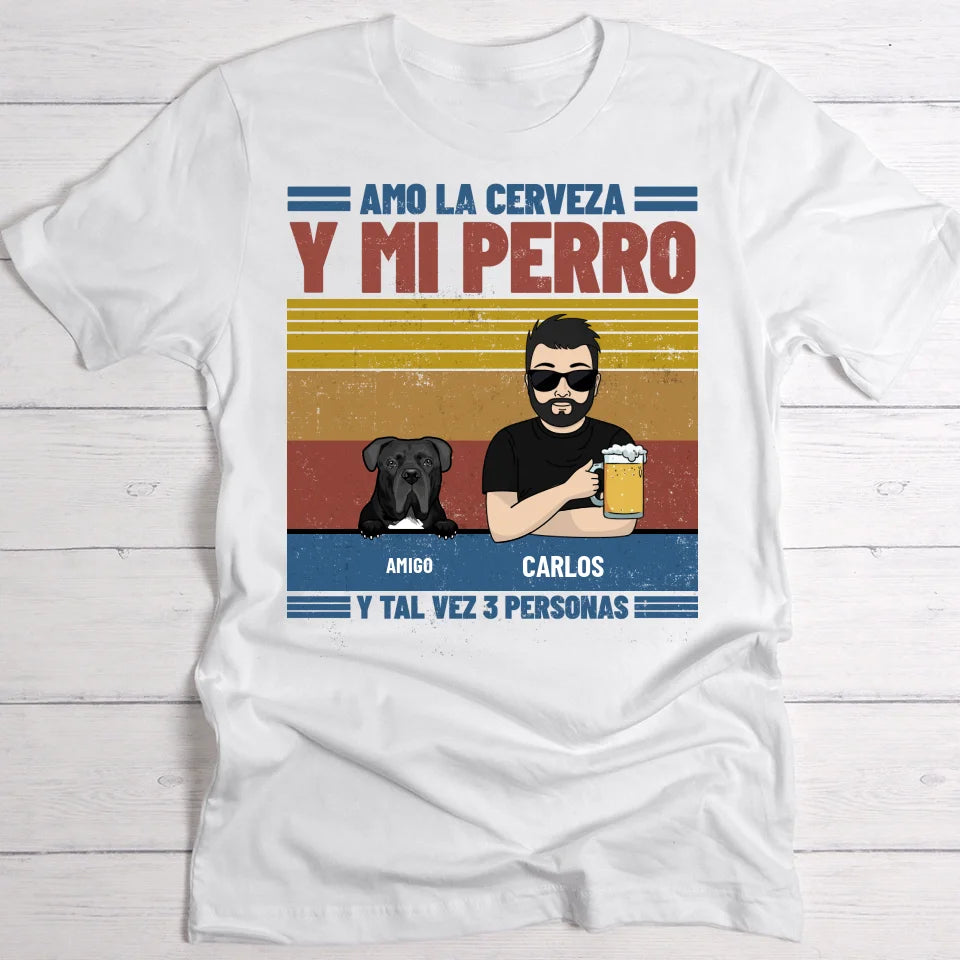 Amo la cerveza y mis peluditos - Camiseta personalizada