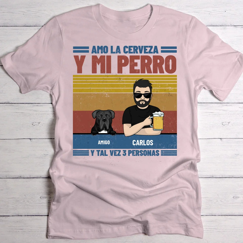 Amo la cerveza y mis peluditos - Camiseta personalizada