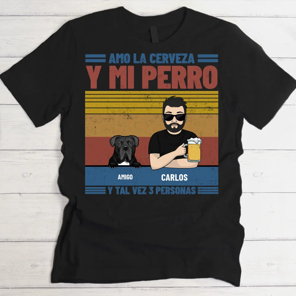 Amo la cerveza y mis peluditos - Camiseta personalizada