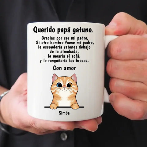 Querido papá gatuno (Gatos curiosos) - Taza personalizada - Featured Image