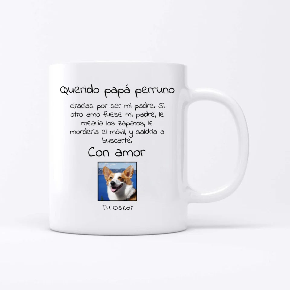 Querido papá perruno con foto - Taza personalizada