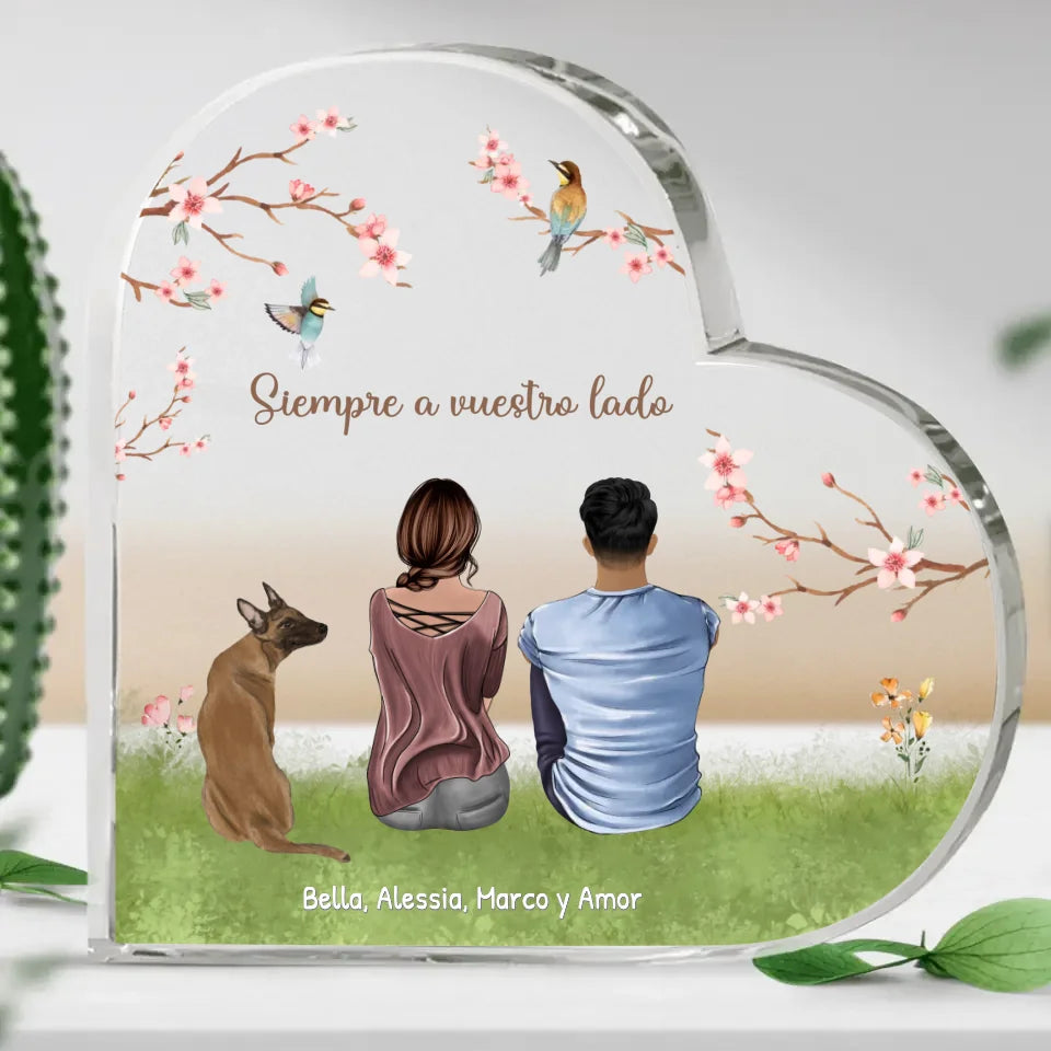 Siempre a vuestro lado - Corazón de cristal personalizado