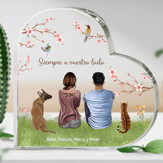 Siempre a vuestro lado - Corazón de cristal personalizado