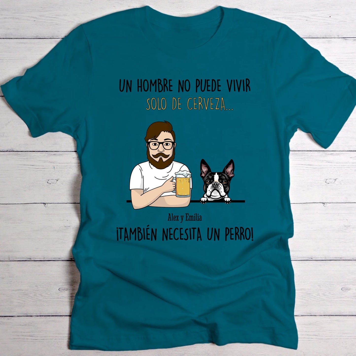 Una cerveza con mi perro - Camiseta personalizada