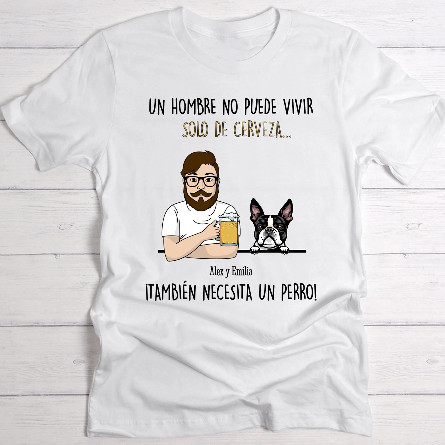 Una cerveza con mi perro - Camiseta personalizada