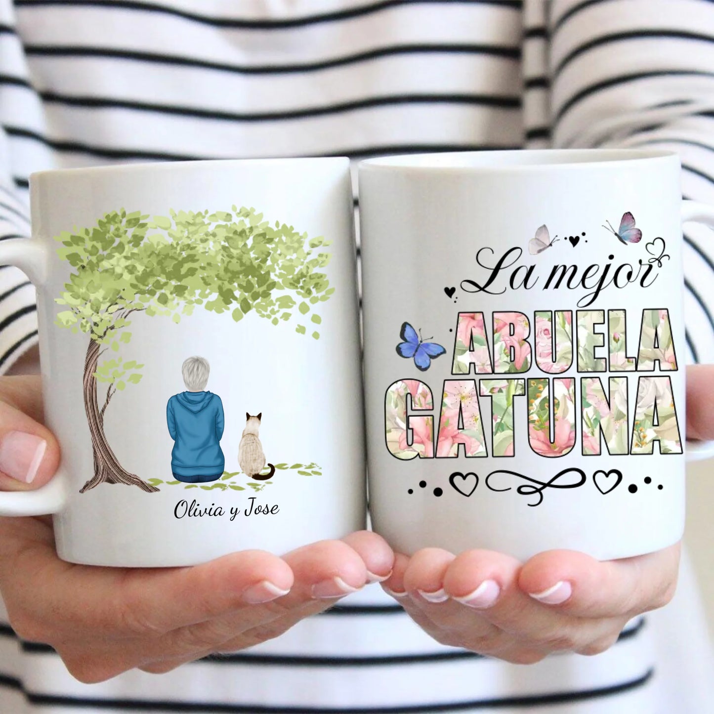 La mejor abuela de nietos peludos (floreada) - Taza personalizada