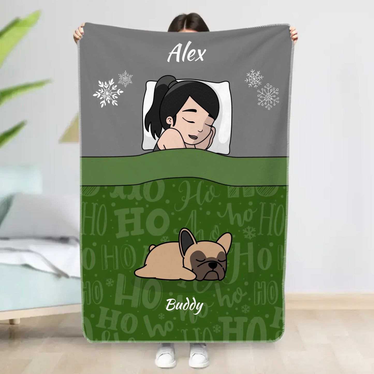 Hora de mimos navideños con los peluditos Single - Manta personalizada