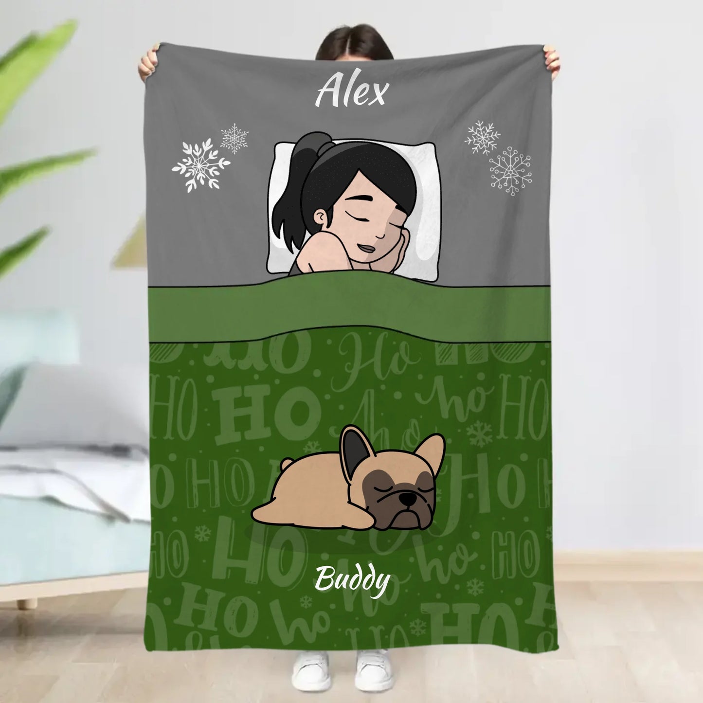 Hora de mimos navideños con los peluditos Single - Manta personalizada