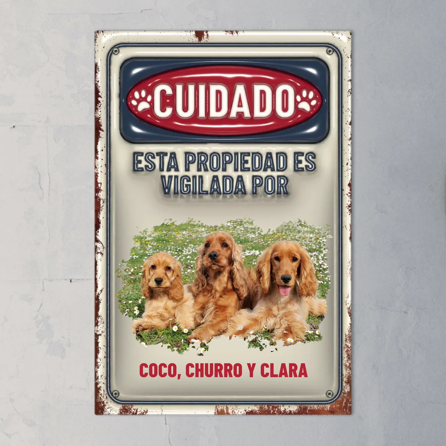 Cuidado (efecto 3D) - Placa para puerta personalizada