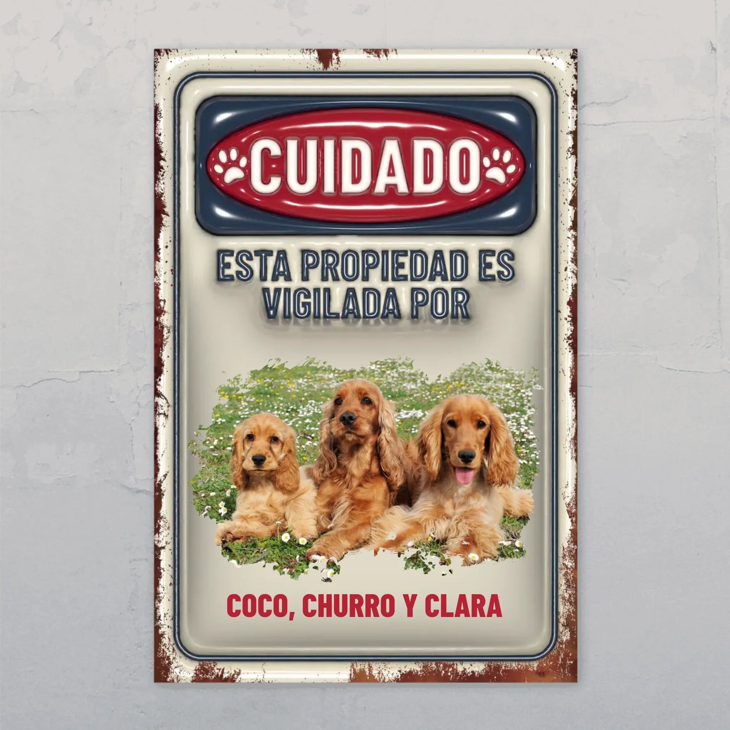 Cuidado (efecto 3D) - Placa para puerta personalizada