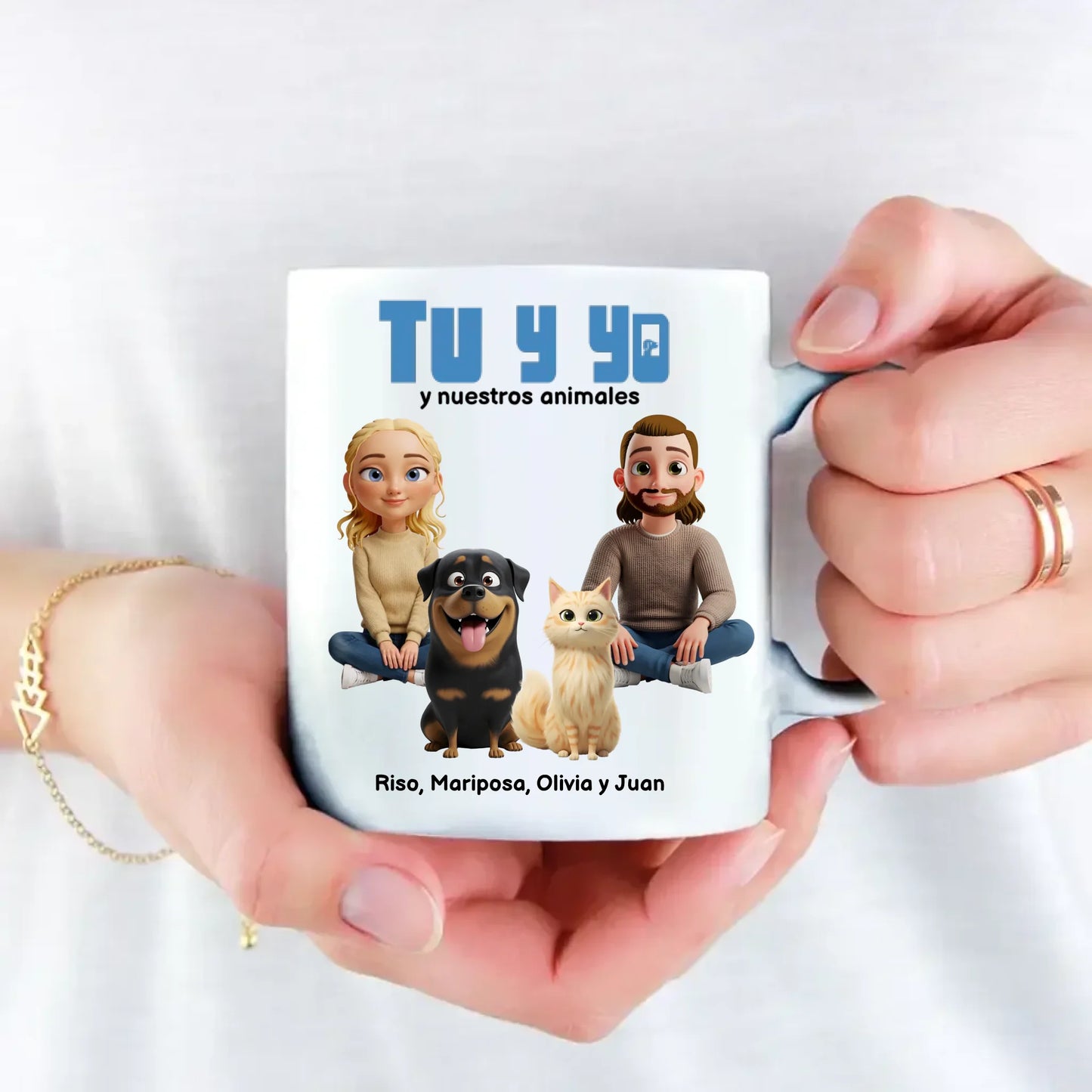 Tu y yo y nuestros animales - Taza personalizada