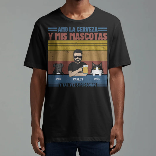 Amo la cerveza y mis peluditos - Camiseta personalizada