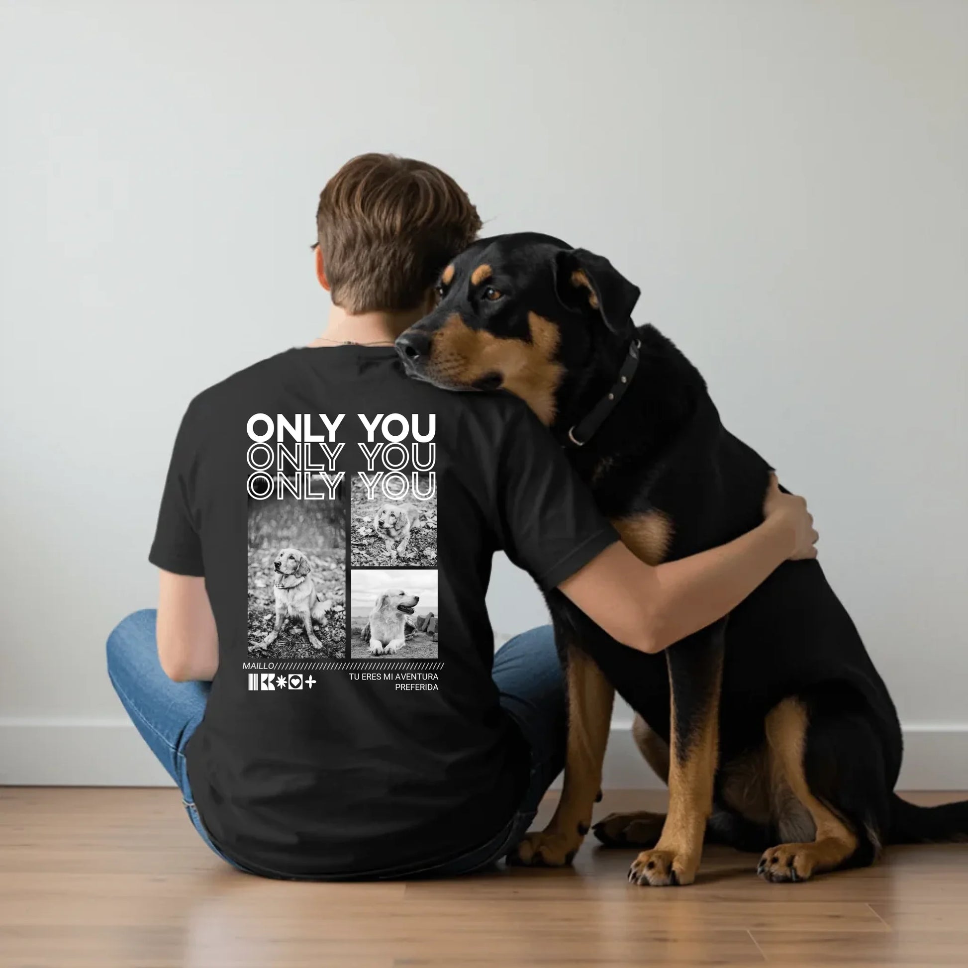 Man sitting with dog - Black