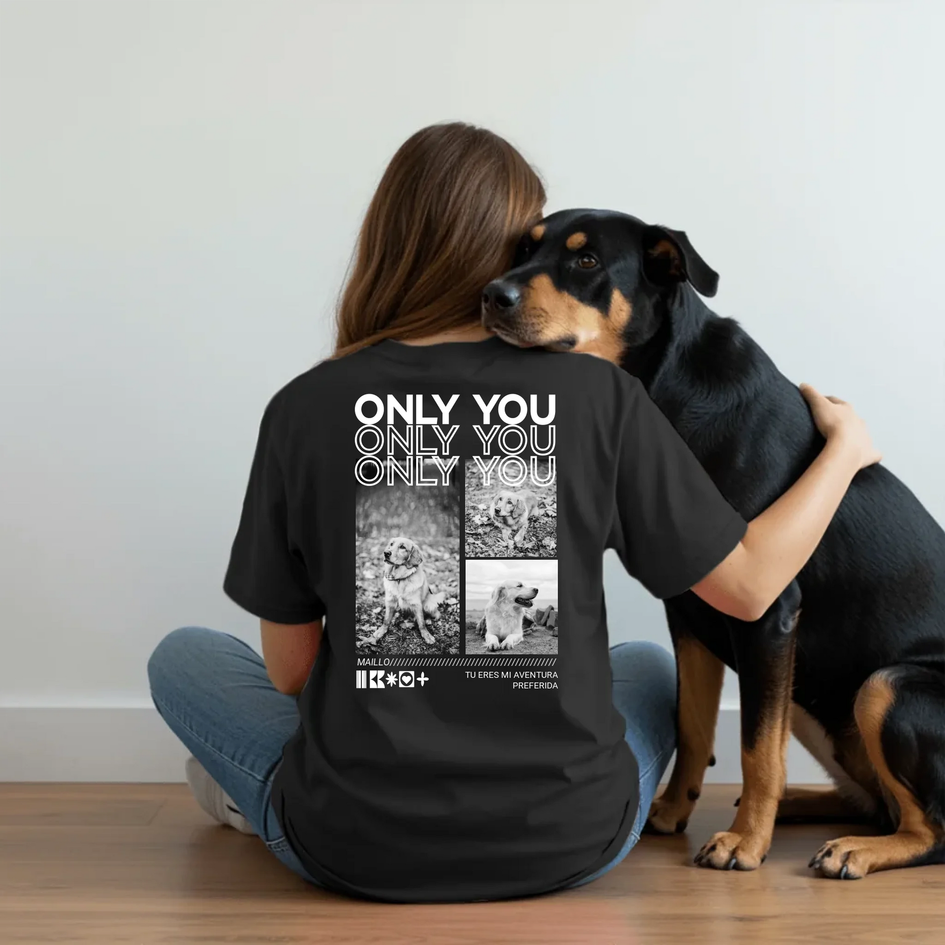 Woman sitting with dog - Black-min
