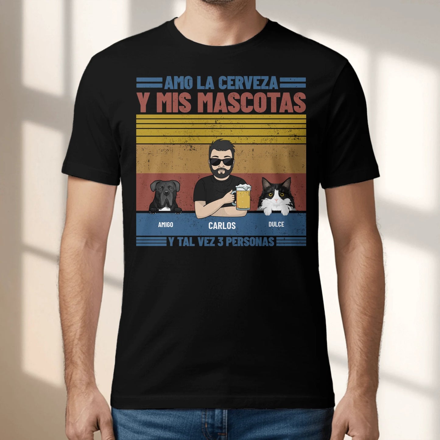 Amo la cerveza y mis peluditos - Camiseta personalizada