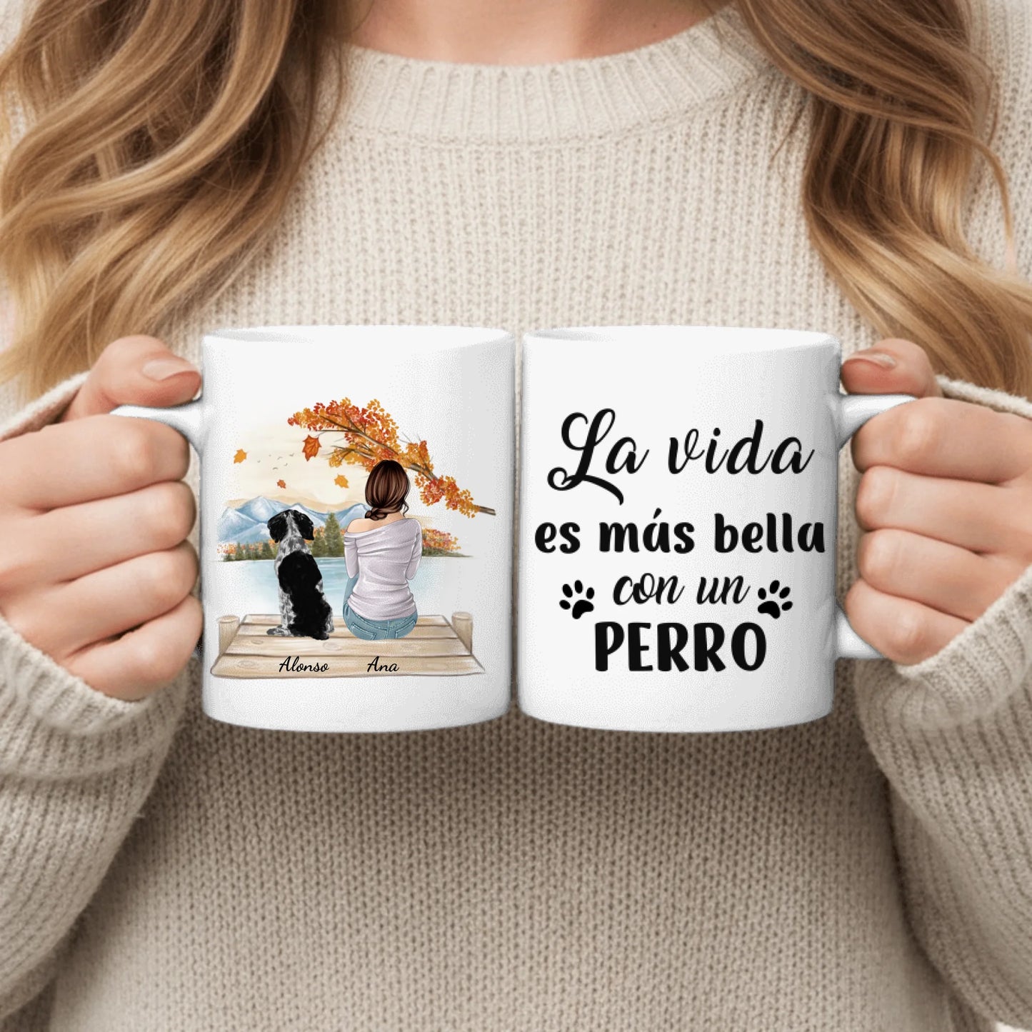 Mujer con mascota - Taza personalizada