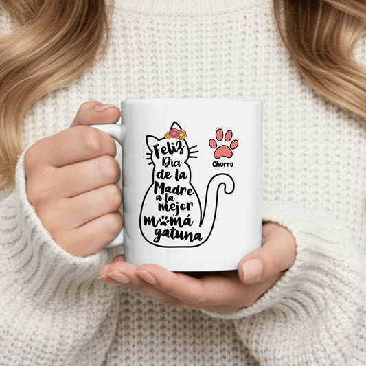 La mejor mamá gatuna - Taza personalizada
