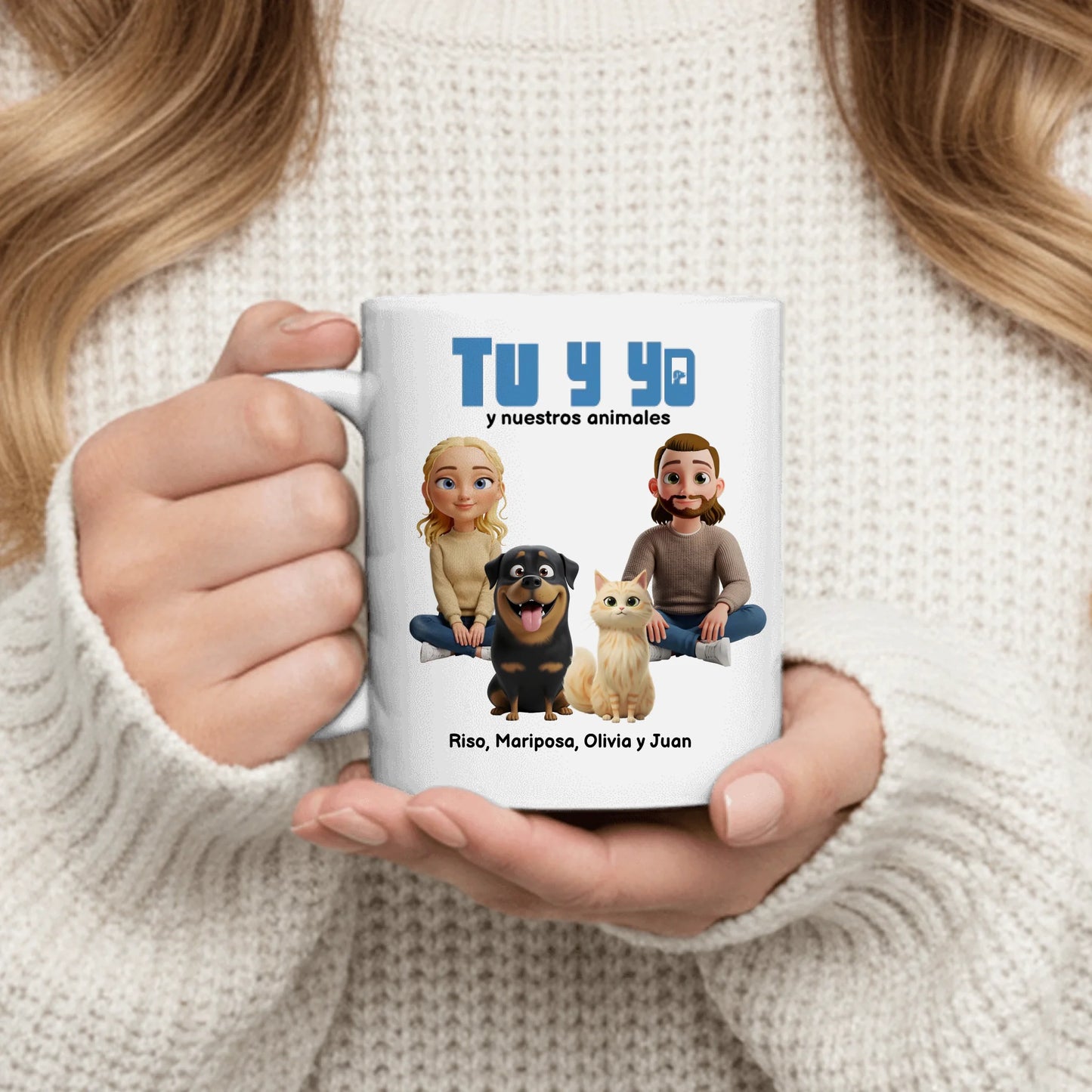 Tu y yo y nuestros animales - Taza personalizada