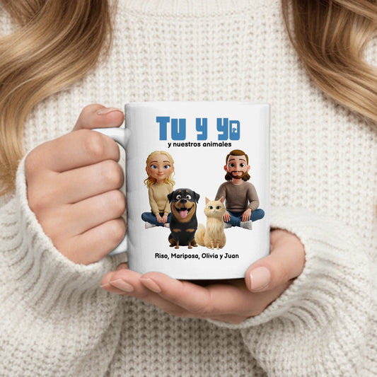 Tu y yo y nuestros animales - Taza personalizada