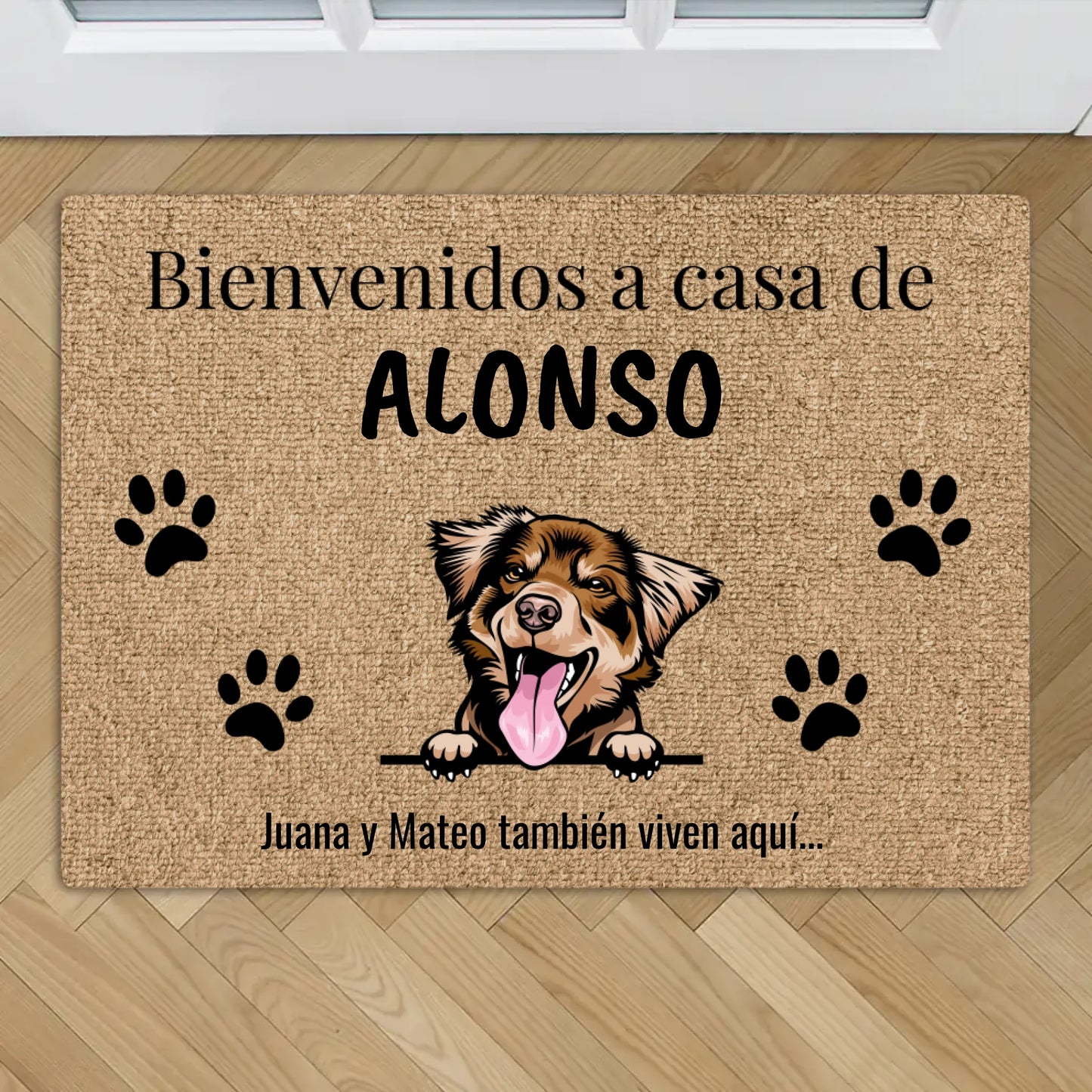 Bienvenidos a casa de - Felpudo personalizado