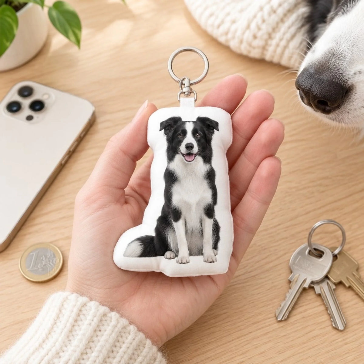 Llavero con forma personalizado – Tu foto con tu perro - en la palma de la mano - Pet Printed