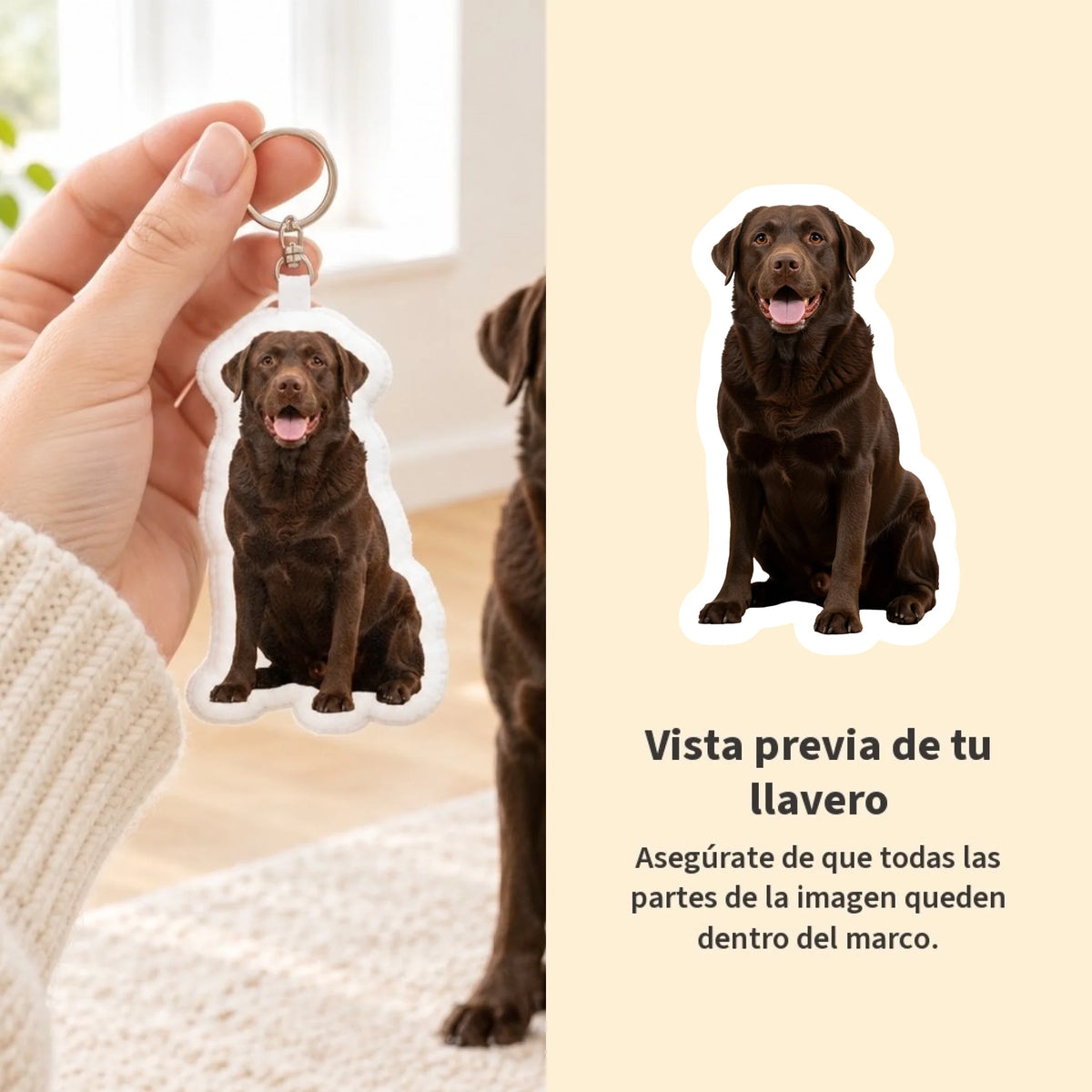 Llavero con forma personalizado – Tu foto con tu perro - vista previa - Pet Printed
